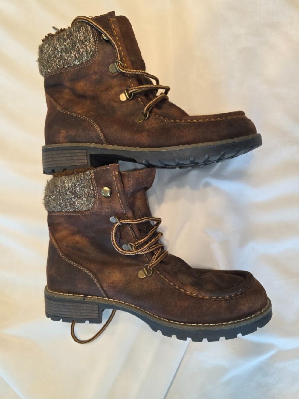 MUK LUKS Women's Hiker Rocky Boots Faux Leather Sz 8.5 Cottagecore Outdoor Shoes - Picture 2 of 10